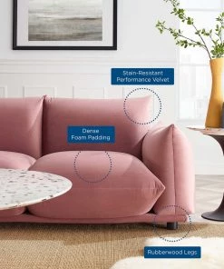 Modway SOFAS Copious Performance Velvet Sofa Dusty Rose