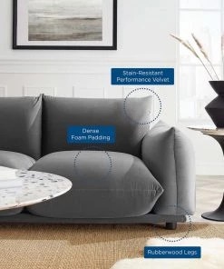 Modway Copious Performance Velvet Sofa Gray