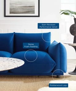 Modway Copious Performance Velvet Sofa Navy 11 Modway Copious Performance Velvet Sofa Navy