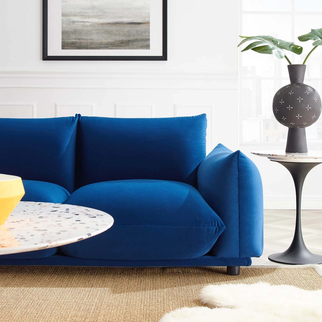 Modway Copious Performance Velvet Sofa Navy 6 Modway Copious Performance Velvet Sofa Navy