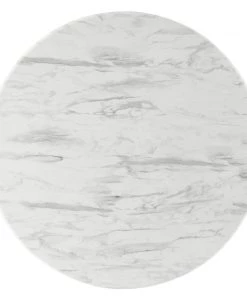 Modway Traverse 50" Round Performance Artificial Marble Dining Table Black White Dining Tables