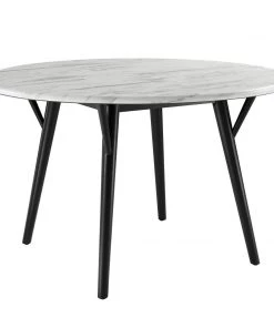 Modway Gallant 50" Round Performance Artificial Marble Dining Table Black White Dining Tables