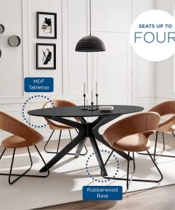 Modway Traverse 63" Oval Dining Table Black Black Dining Tables 11 Modway Traverse 63