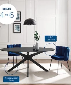 Modway Traverse 71" Oval Dining Table Black Black 9 Modway Traverse 71