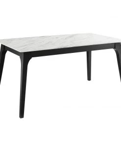 Modway Juxtapose 63" Rectangular Performance Artificial Marble Dining Table Black White Dining Tables