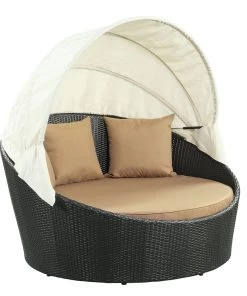 Modway Siesta Canopy Outdoor Patio Daybed Espresso Mocha Outdoor Daybeds