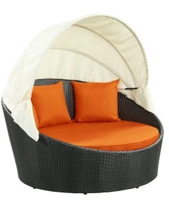 Modway Siesta Canopy Outdoor Patio Daybed Espresso Orange