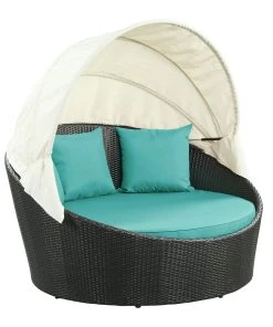 Modway Siesta Canopy Outdoor Patio Daybed Espresso Turquoise