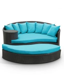 Modway Taiji Outdoor Patio Wicker Daybed Espresso Turquoise