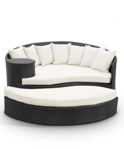 Modway Taiji Outdoor Patio Wicker Daybed Espresso White