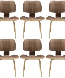 Modway Fathom Dining Chairs Set Of 6 Walnut