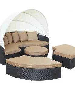 Modway Quest Canopy Outdoor Patio Daybed Espresso Mocha