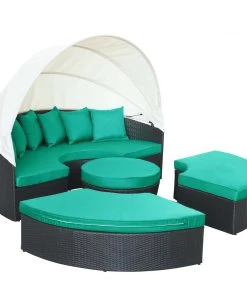 Modway Quest Canopy Outdoor Patio Daybed Espresso Turquoise
