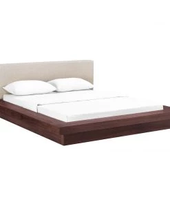 Modway Beds Freja Queen Fabric Platform Bed Walnut Beige