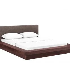 Modway Beds Freja Queen Fabric Platform Bed Walnut Brown