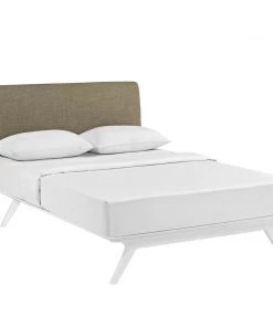 Modway Tracy Queen Bed White Latte Beds