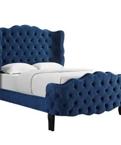 Modway Violette Queen Tufted Wingback Performance Velvet Platform Bed Navy 15 Modway Violette Queen Tufted Wingback Performance Velvet Platform Bed Navy