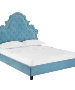 Modway Valentina Queen Tufted Nailhead Performance Velvet Platform Bed Sea Blue Beds 11 Modway Valentina Queen Tufted Nailhead Performance Velvet Platform Bed Sea Blue Beds