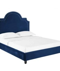Modway Primrose Queen Performance Velvet Platform Bed Navy Beds 13 Modway Primrose Queen Performance Velvet Platform Bed Navy Beds