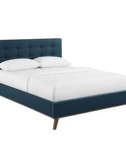 Modway McKenzie Queen Biscuit Tufted Upholstered Fabric Platform Bed Blue Beds 15 Modway McKenzie Queen Biscuit Tufted Upholstered Fabric Platform Bed Blue Beds