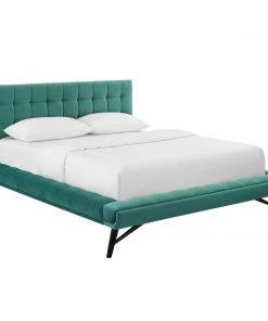 Modway Julia Queen Biscuit Tufted Performance Velvet Platform Bed Teal Beds 15 Modway Julia Queen Biscuit Tufted Performance Velvet Platform Bed Teal Beds