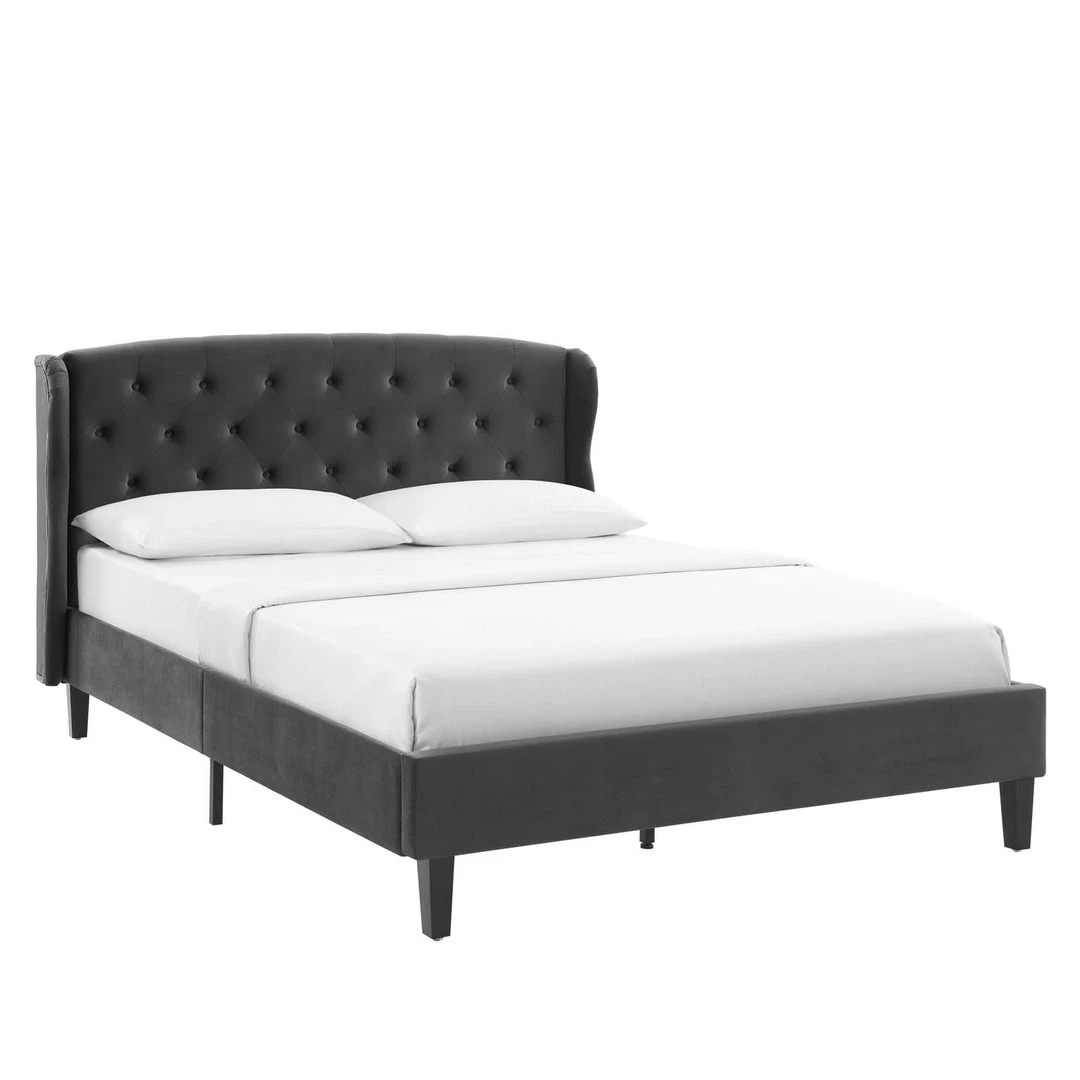 Modway Penelope Tufted Wingback Queen Performance Velvet Platform Bed Charcoal 9 Modway Penelope Tufted Wingback Queen Performance Velvet Platform Bed Charcoal