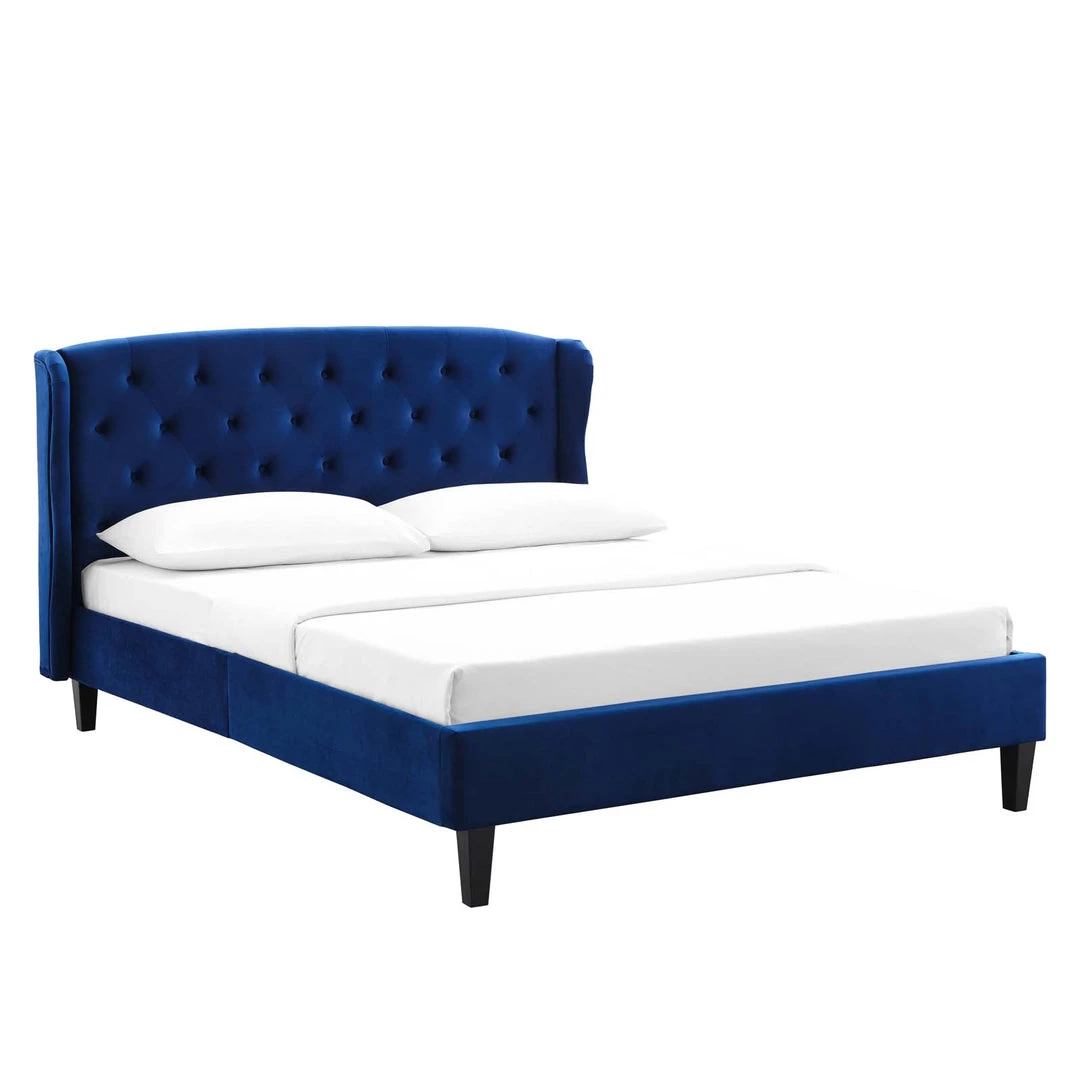 Modway Penelope Tufted Wingback Queen Performance Velvet Platform Bed Navy Beds 9 Modway Penelope Tufted Wingback Queen Performance Velvet Platform Bed Navy Beds