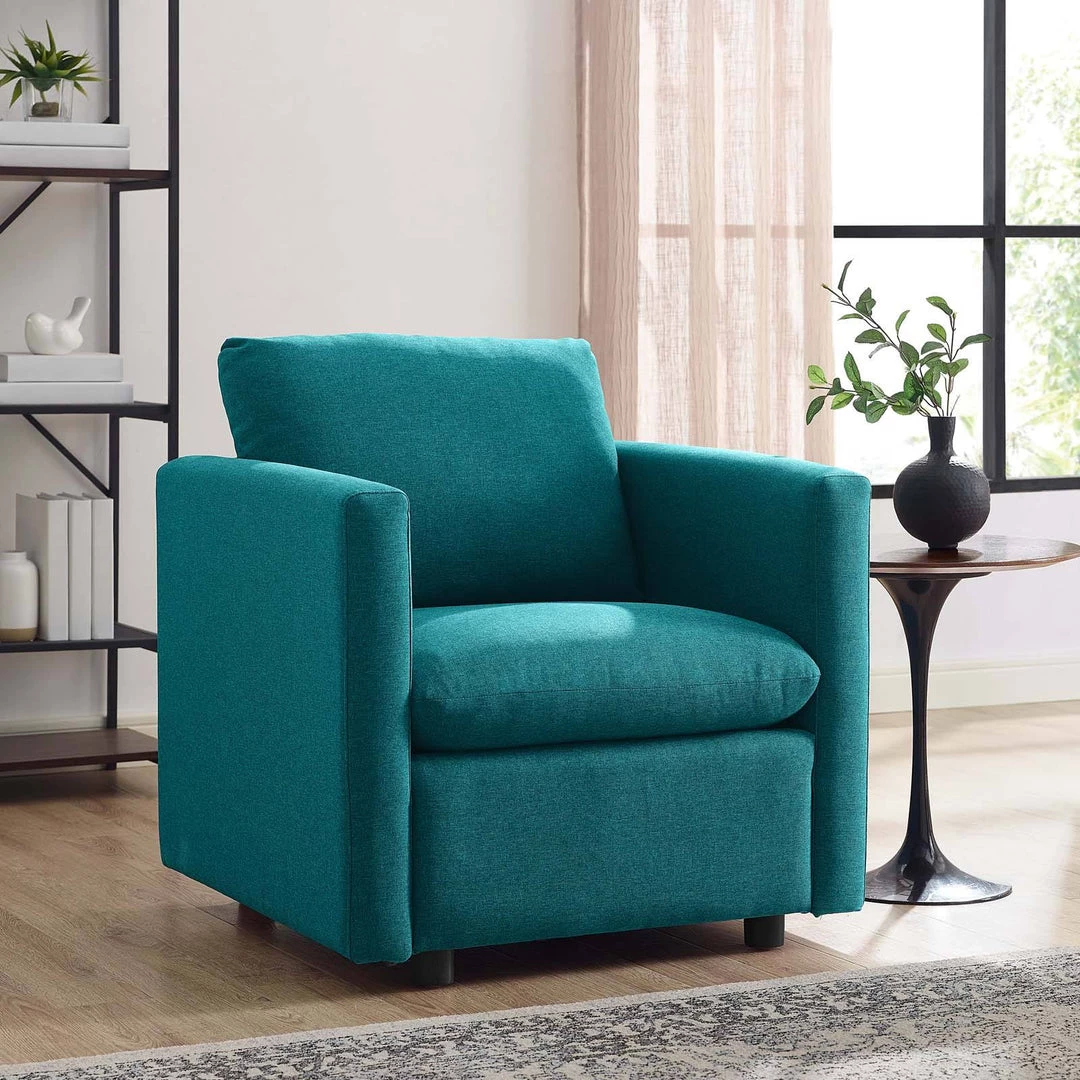 Modway Activate Upholstered Fabric Armchair Teal 5 Modway Activate Upholstered Fabric Armchair Teal