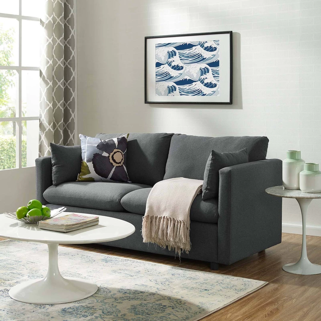 Modway Activate Upholstered Fabric Sofa Gray 4 Modway Activate Upholstered Fabric Sofa Gray