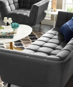 Modway Adept Performance Velvet Sofa Gray