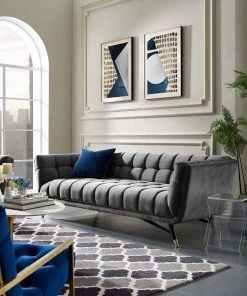 Modway Adept Performance Velvet Sofa Gray