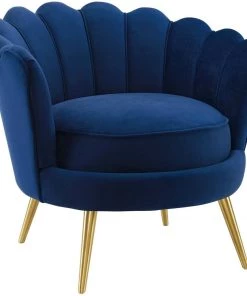 Modway Admire Accent Armchair Performance Velvet Set Of 2 Navy
