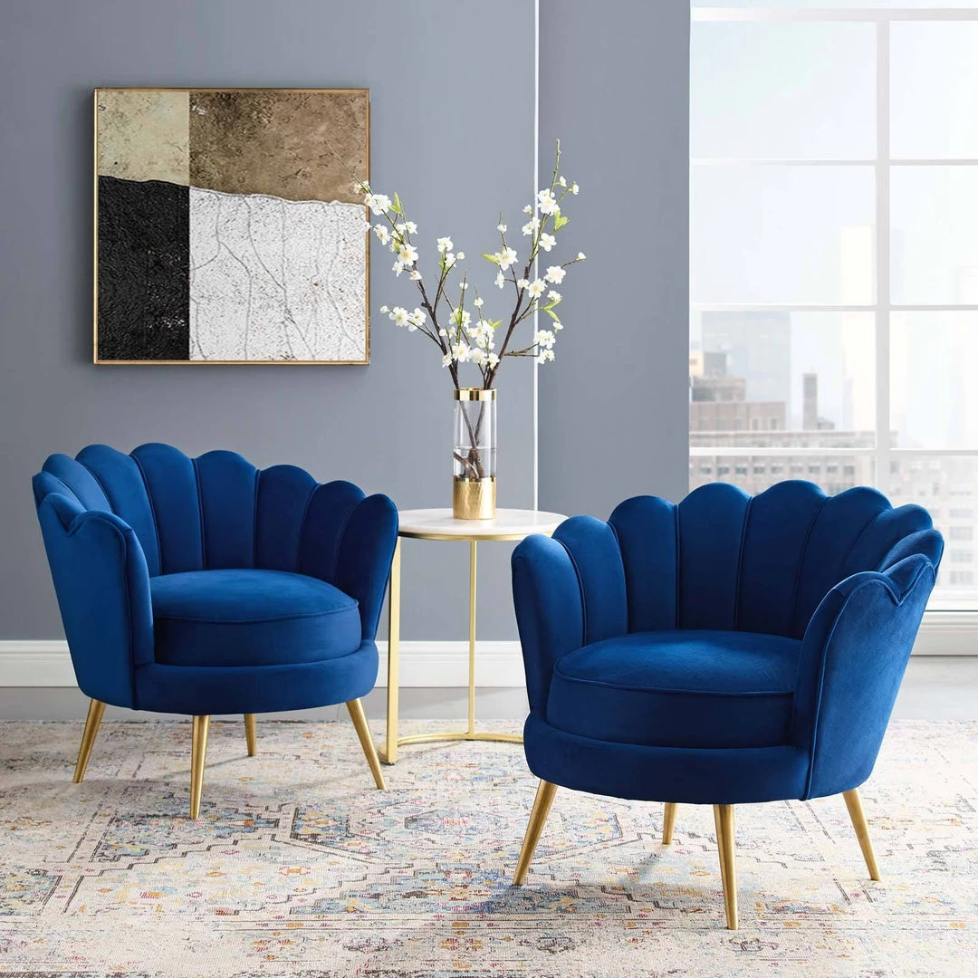 Modway Admire Accent Armchair Performance Velvet Set Of 2 Navy 6 Modway Admire Accent Armchair Performance Velvet Set Of 2 Navy