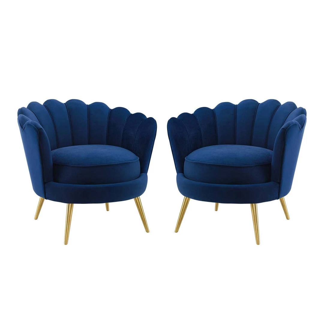 Modway Admire Accent Armchair Performance Velvet Set Of 2 Navy 1 Modway Admire Accent Armchair Performance Velvet Set Of 2 Navy