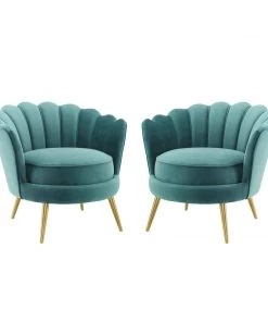 Modway Admire Accent Armchair Performance Velvet Set Of 2 Teal
