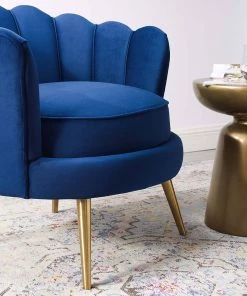 Modway Admire Scalloped Edge Performance Velvet Accent Armchair Navy