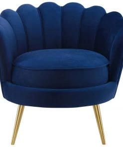 Modway Admire Scalloped Edge Performance Velvet Accent Armchair Navy