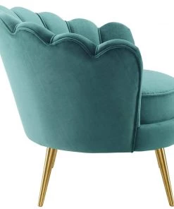 Modway Admire Scalloped Edge Performance Velvet Accent Armchair Teal Armchairs