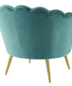 Modway Admire Scalloped Edge Performance Velvet Accent Armchair Teal Armchairs