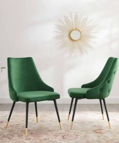 Modway Adorn Dining Side Chair Performance Velvet Set Of 2 Emerald