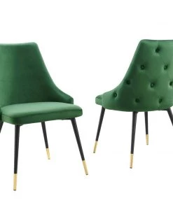 Modway Adorn Dining Side Chair Performance Velvet Set Of 2 Emerald