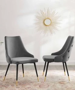 Modway Dining Chairs Adorn Dining Side Chair Performance Velvet Set Of 2 Gray