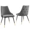 Modway Dining Chairs Adorn Dining Side Chair Performance Velvet Set Of 2 Gray