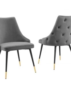 Modway Dining Chairs Adorn Dining Side Chair Performance Velvet Set Of 2 Gray