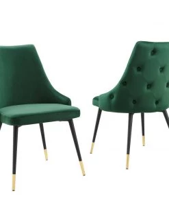 Modway Dining Chairs Adorn Dining Side Chair Performance Velvet Set Of 2 Green