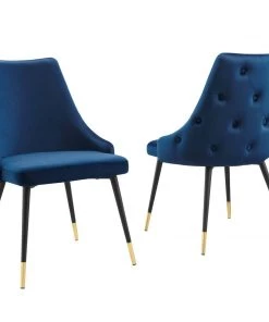 Modway Dining Chairs Adorn Dining Side Chair Performance Velvet Set Of 2 Navy