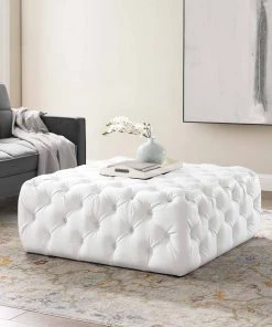 Modway Ottomans Amour Tufted Button Large Square Faux Leather Ottoman White 12 Modway Ottomans Amour Tufted Button Large Square Faux Leather Ottoman White