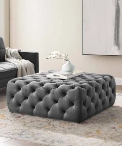 Modway Amour Tufted Button Large Square Performance Velvet Ottoman Gray 12 Modway Amour Tufted Button Large Square Performance Velvet Ottoman Gray