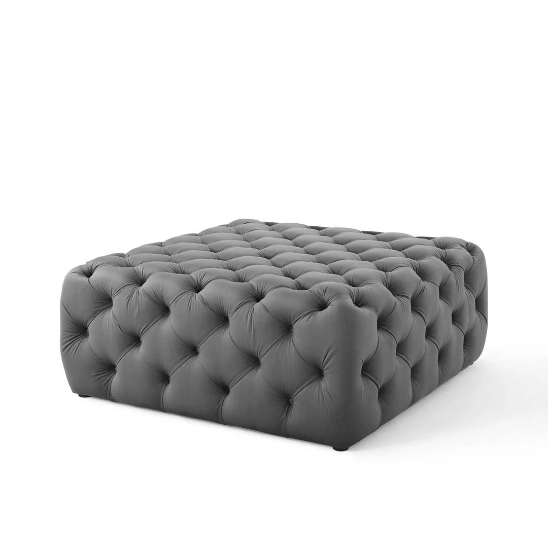 Modway Amour Tufted Button Large Square Performance Velvet Ottoman Gray 2 Modway Amour Tufted Button Large Square Performance Velvet Ottoman Gray