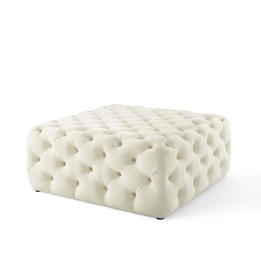 Modway Amour Tufted Button Large Square Performance Velvet Ottoman Ivory 2 Modway Amour Tufted Button Large Square Performance Velvet Ottoman Ivory